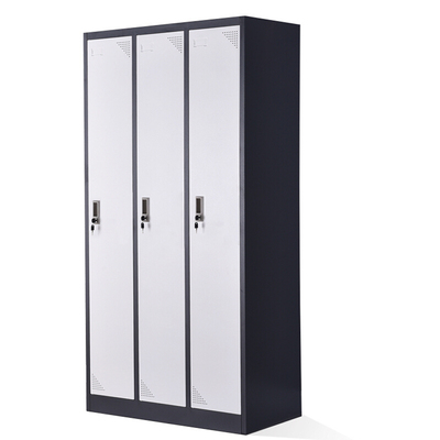 更衣柜铁皮柜健身房浴室员工职员柜拆装三门更衣柜灰白套