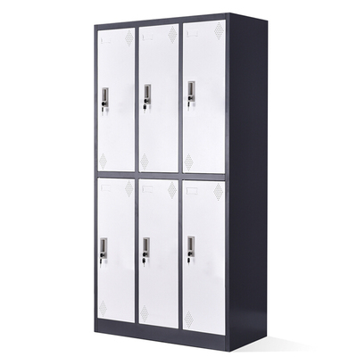 更衣柜铁皮柜健身房浴室员工职员柜拆装六门更衣柜灰白套
