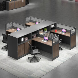 办公家具屏风办公桌组合职员办公桌电脑桌现代简约工作位员工办公桌椅 2人/4人/6人位简约办公桌 F型3人位