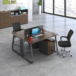办公家具办公桌员工桌 屏风工位职员桌椅组合现代简约创意工作位电脑桌椅套餐 不锈钢单/双人卡座 双人位含柜椅